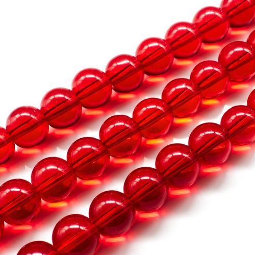 Glass Beads 10mm Round   Red 14" String for jewellery making