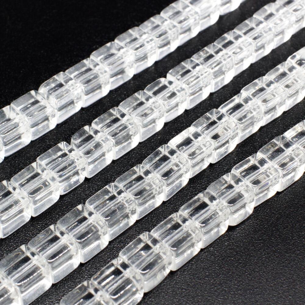 Glass Beads 6mm Cube - Clear 14