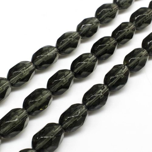 Glass Beads 11mm Facet Rice   Charcoal 14" String for jewellery making