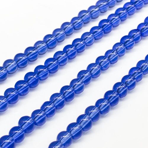 Glass Beads 4mm Round   Dark Blue 14" String for jewellery making