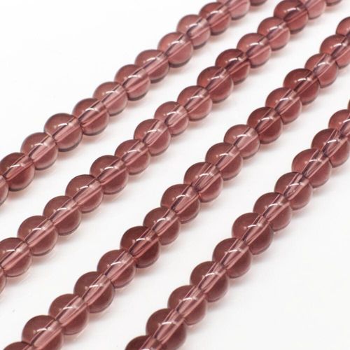 Glass Beads 4mm Round   Light Amethyst 14" String for jewellery making