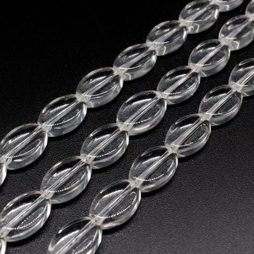 Glass Beads 12mm Flat Oval   Clear 14" String for jewellery making