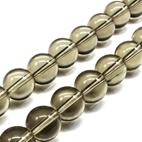 Glass Beads 14mm Round   Grey 14" String for jewellery making