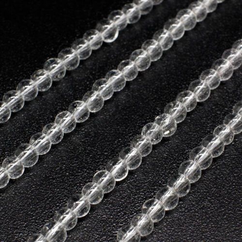 Glass Beads 3mm Round   Clear 14" String for jewellery making