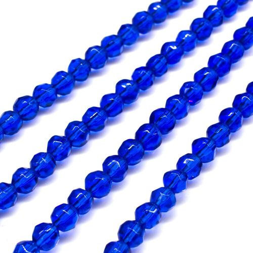 Glass Beads 4mm Facet Round   Dark Blue 14" String for jewellery making