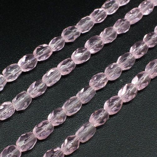 Glass Beads 5mm Facet Rice   Pink 14" String for jewellery making