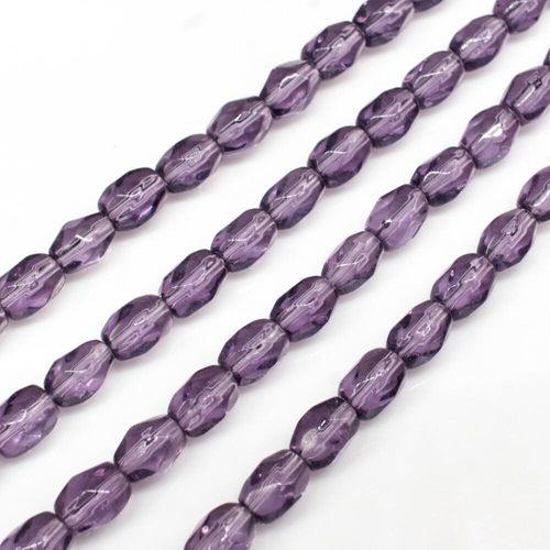 Glass Beads 5mm Facet Rice   Purple 14" String for jewellery making