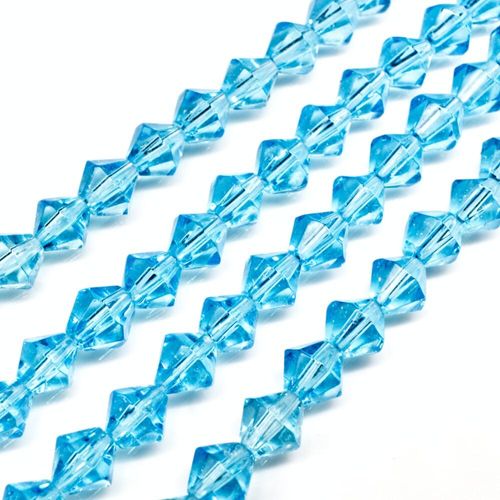 Glass Beads 6mm Rounded Bicone   Aqua 14" String for jewellery making