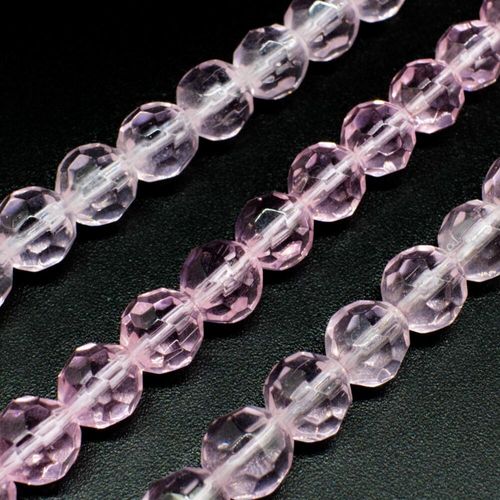 Glass Beads 8mm Facet Round   Pink 14" String for jewellery making