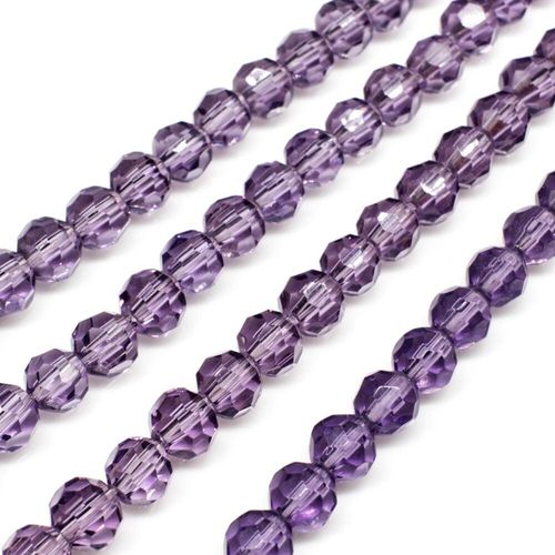 Glass Beads 5mm Facet Round   Purple 14" String for jewellery making