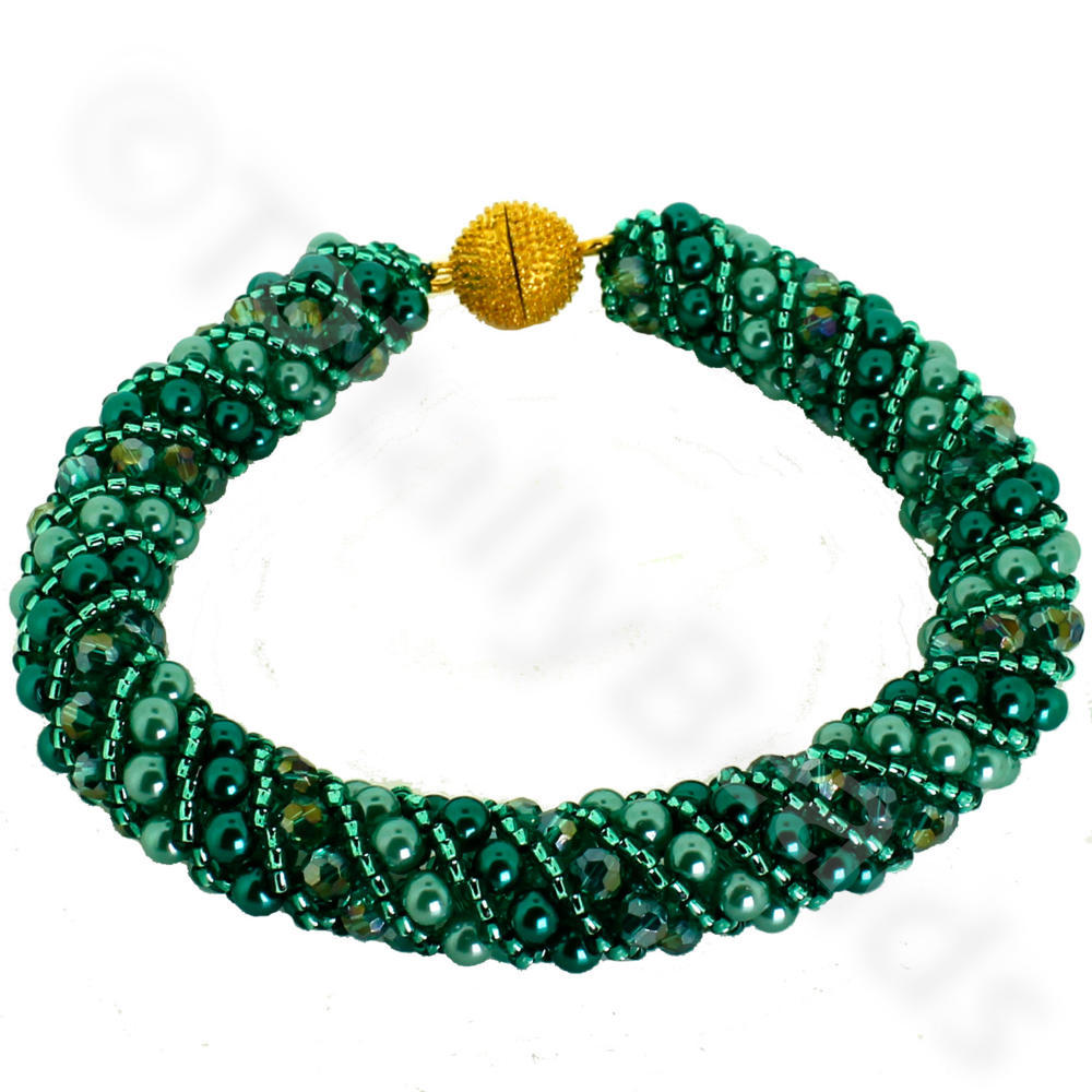 Russian Spiral 2 Necklace Bracelet Bundle - Emerald Green
