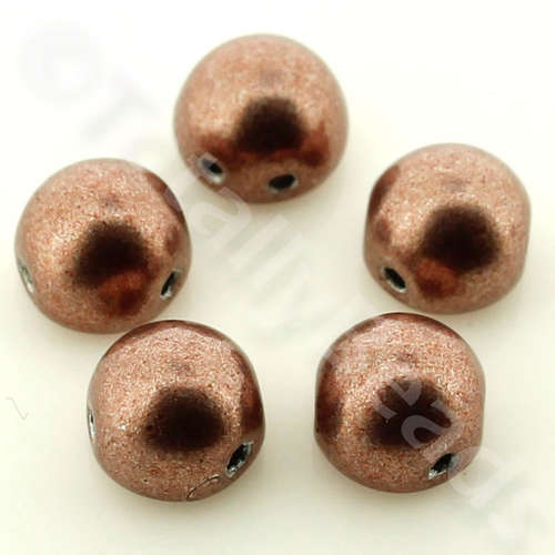 7mm Czech glass glass beads metallic butterum — pack of 25, high-quality two-hole beads ideal for jewelry making, bead weaving, and crafts