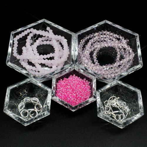 BC 2023 WK 22: Bicone Flower Necklace Kit   Pink Fuschia 4mm for jewellery making