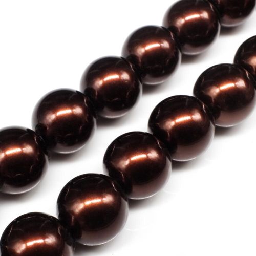 Glass Pearl Round Beads 16mm   Dark Brown for jewellery making