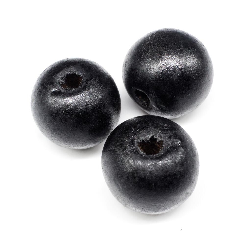 Wooden Bead   Round 20mm Black 8pcs for jewellery making