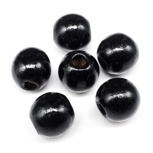 Wooden Bead   Round 16mm Black 10pcs for jewellery making