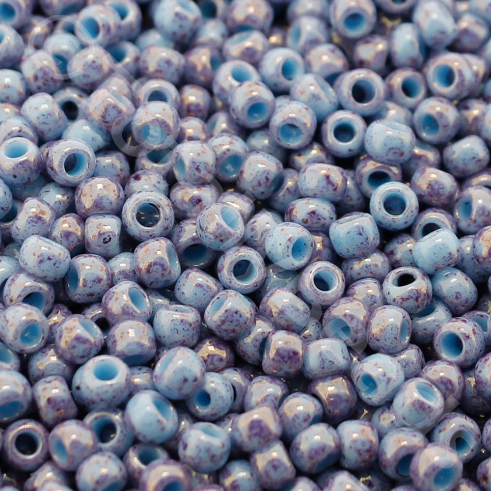 Toho Size 8 Seed Beads 10g -  Marble Opq Blue Amethyst