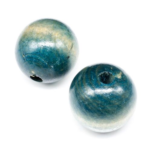 Wooden Bead   Round 28mm Teal 4pc 4 Pieces for jewellery making