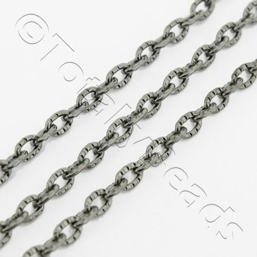 Chain Black Plated - Oval Patterned 2x3mm