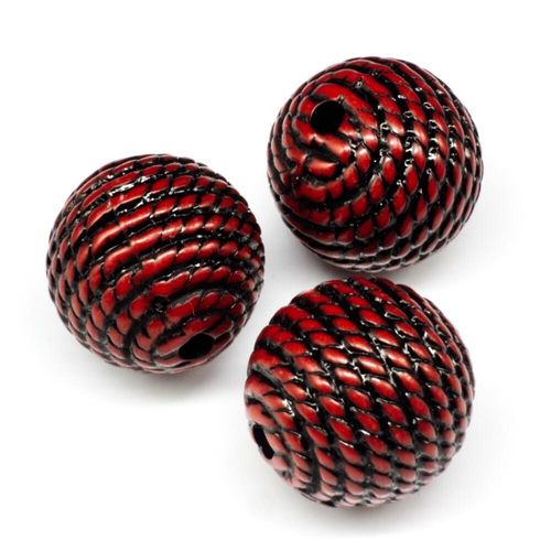 Acrylic Rope Beads Round 17mm 10pcs   Red for jewellery making