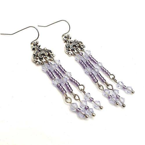 Amanda Crystal Earrings 4 Pairs tanzanite earring making kit — DIY set with beads and instructions for creating handmade jewelry