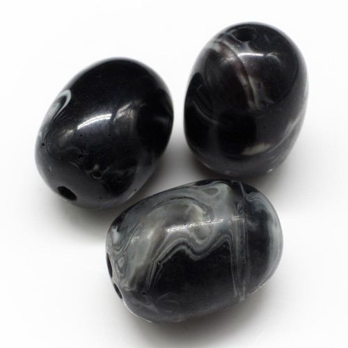 Acrylic Marble Beads Barrel 20mm 7pcs   Black & White for jewellery making