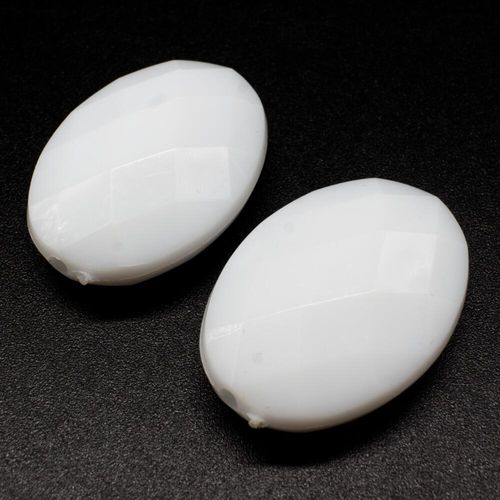 Acrylic Crystal Facet Flat Oval Beads #37mm 3pcs   White for jewellery making