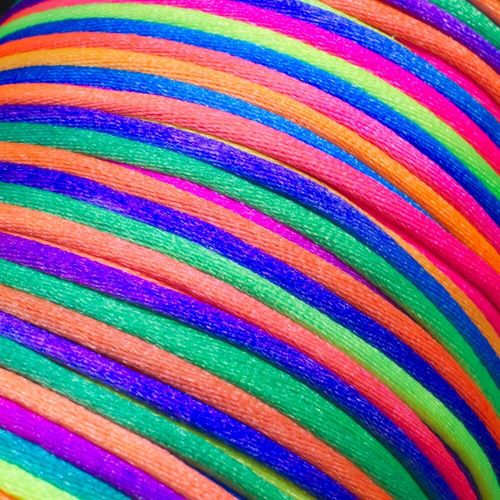 Rattail Cord 2mm   Neon Rainbow   5m for jewellery making