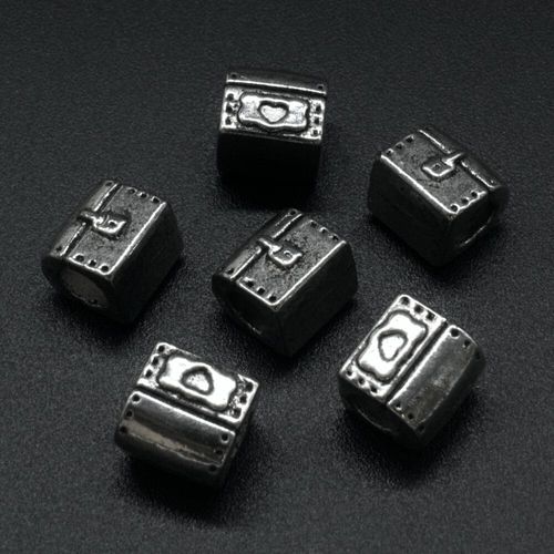 Ant. Silver Charm Bead Chest 9mm Large Hole 1pc for jewellery making