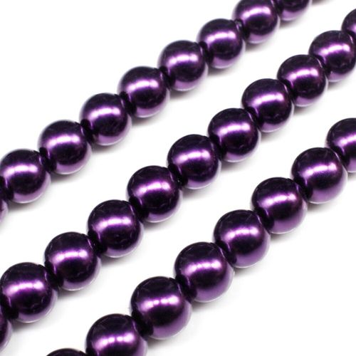 Glass Pearl Round Beads 8mm   Dark Mulberry for jewellery making