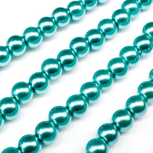 Glass Pearl Round Beads 6mm   Dark Turquoise for jewellery making