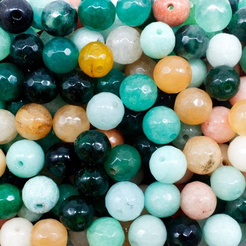Dyed Jade 8mm Facet Round Beads Mix 45pc   Coral Reef pack of 8 for jewellery making