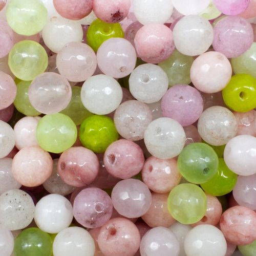 Dyed Jade 8mm Facet Round Beads Mix 45pc   Rose Garden pack of 8 for jewellery making