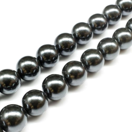 Sea Shell Pearl Beads 12mm Round Khaki for jewellery making