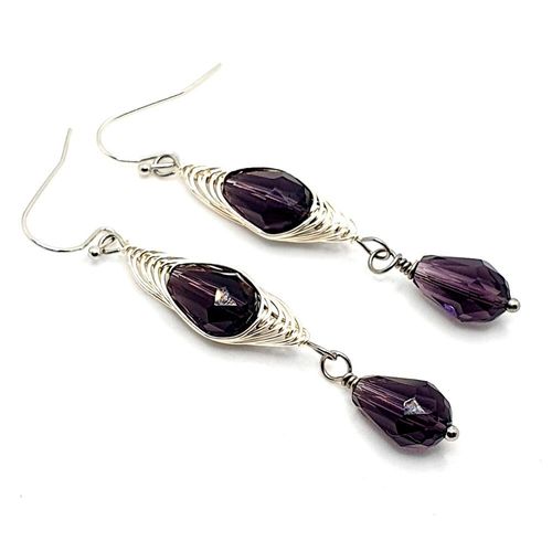 Christine Wire Earrings 10 Pairs purple earring making kit — DIY set with beads and instructions for creating handmade jewelry