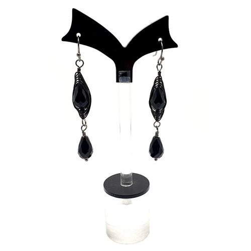 Christine Wire Earrings 2 Pairs jet black earring making kit — DIY set with beads and instructions for creating handmade jewelry