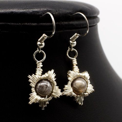 Solaris Star Earrings labradorite earring making kit — DIY set with beads and instructions for creating handmade jewelry