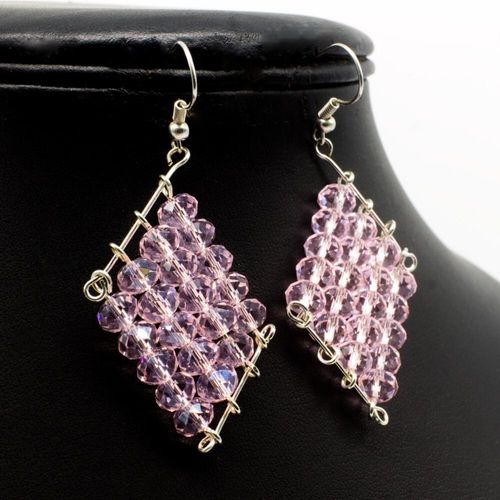 Hallie Earrings pink earring making kit — DIY set with beads and instructions for creating handmade jewelry