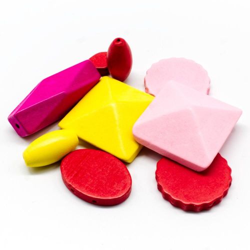 Colourful Wooden Beads   Shape Mix 11 pieces for jewellery making
