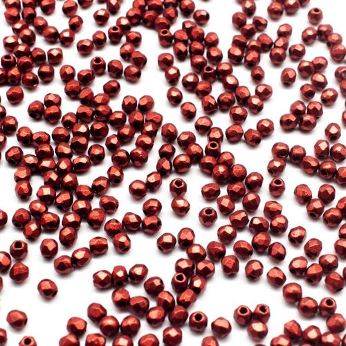2mm Czech glass fire polished faceted beads matte met. dark copper — pack of 100, high-quality faceted beads perfect for jewelry making a…