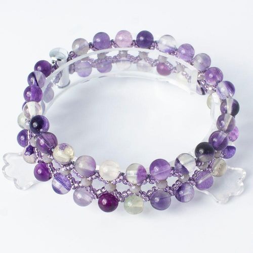 Serenity Gemstone Bracelet purple fluroite bracelet making kit — DIY set with beads and instructions for creating handmade jewelry