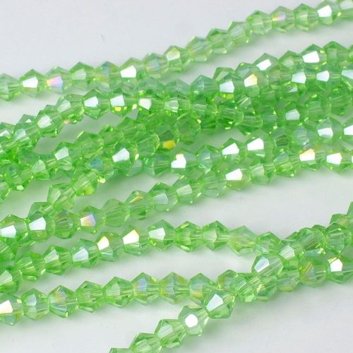 4mm crystal bicone beads lime green ab — AB finish, faceted for jewelry making and beadwork