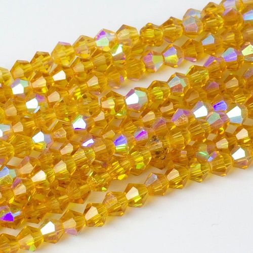 4mm crystal bicone beads amber ab — AB finish, faceted for jewelry making and beadwork