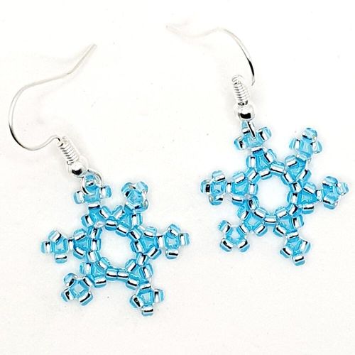 Snowflake Seed Bead Earrings 5 Pairs aqua earring making kit — DIY set with beads and instructions for creating handmade jewelry