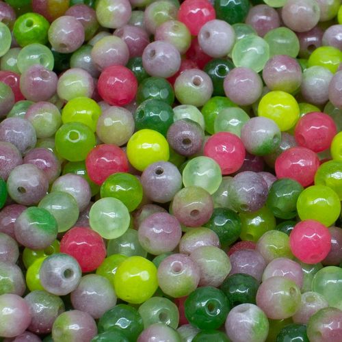 Dyed Jade 6mm Facet Round Beads Mix 60pc   Woodpecker pack of 6 for jewellery making