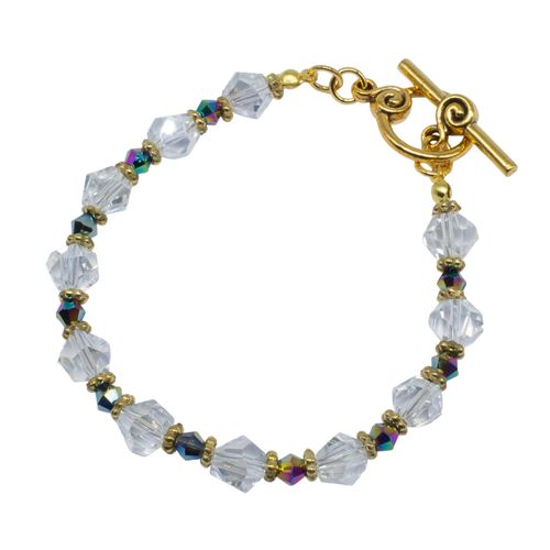 Crystal Nugget Bracelets Makes 3 crystal with gold bracelet making kit — DIY set with beads and instructions for creating handmade jewelry