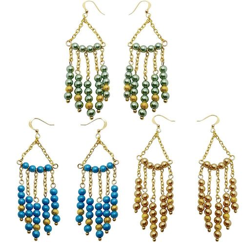 Pamela Earrings 6 Pairs light sea foam, antique gold & cornflower earring making kit — DIY set with beads and instructions for creating h…