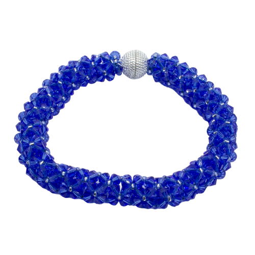 Crystal Bicone Bangle sapphire jewelry making kit — DIY set with beads and instructions for creating handmade jewelry