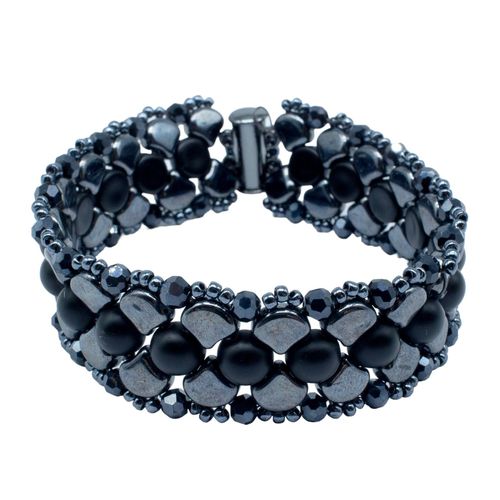 Ginko Bracelet Hematite bracelet making kit — DIY set with beads and instructions for creating handmade jewelry
