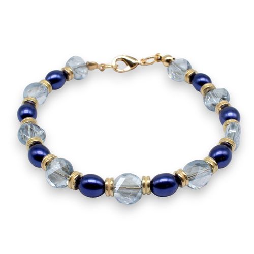 Crystal Coin Bracelet Makes 5 hint of blue bracelet making kit — DIY set with beads and instructions for creating handmade jewelry